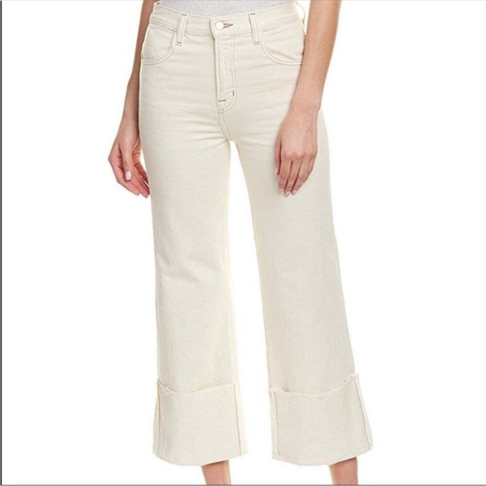 J Brand Joan White Folded Crop in White 27 macadamia wide leg summer spring